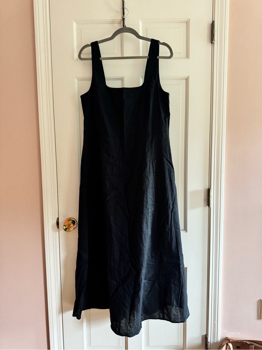 GAP Factory Linen-Blend Squareneck Midi Dress